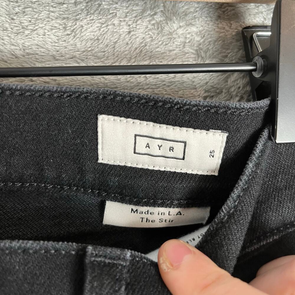 AYR Slim Straight Jeans Nox Black Wash Size 25 Classic Minimalist Preppy Cotton - Picture 5 of 6